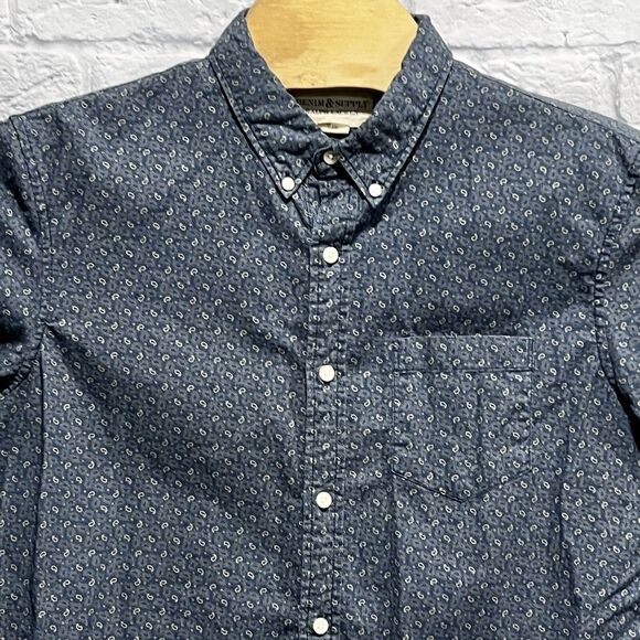 Denim & Supply Ralph Lauren Men Blue Paisley Cotton Button Down Shirt Sz Large - Picture 4 of 7